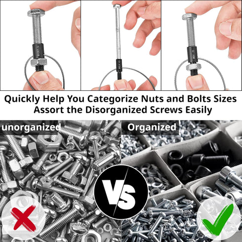 Nut & Bolt Thread Checker 26 Male/Female Gauges (14 Inch & 12 Metric) Nut and Bolt Thread Size Checker Thread Identifier Gauges