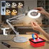 PURAMADOR 10X 5 2 Magnifying Lamp - Desk Magnifying Glass with Light, Lighted Magnifying Glass with Stand, White