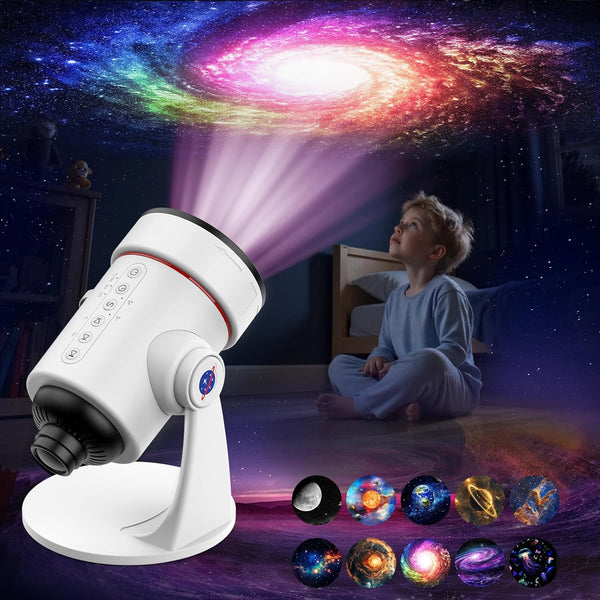aiyyotto Galaxy Projector White Noise Machine Features 28 Non-Repeating Natural Soothing Sounds, 10