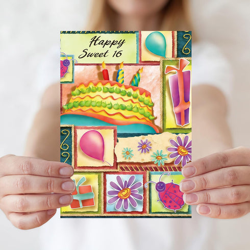 IDU 16th Card,16th 16 16 Girls,16 Birthday Birthday Gifts & Decorations for Girls,Sweet Party Decorations,Sweet Gifts
