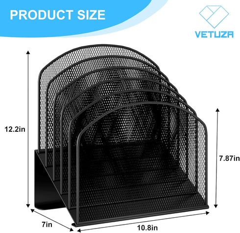 Desk File Organizer, Metal Mesh Vertical Folder Holder for Office, School, Home, 1 Pack