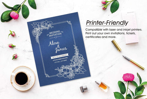 Navy Blue Shimmer Paper, 100-Pack Metallic Paper, 80 lb Text, Double Sided, 8.5 x 11 Inches, Perfect for Craft Use