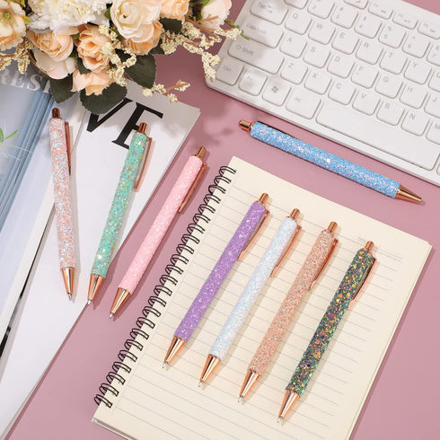 Sabary 12 Pcs Cute Glitter Pens for Nurses, Retractable Fancy Pens with 12 Replacement Refills for Nurse Day