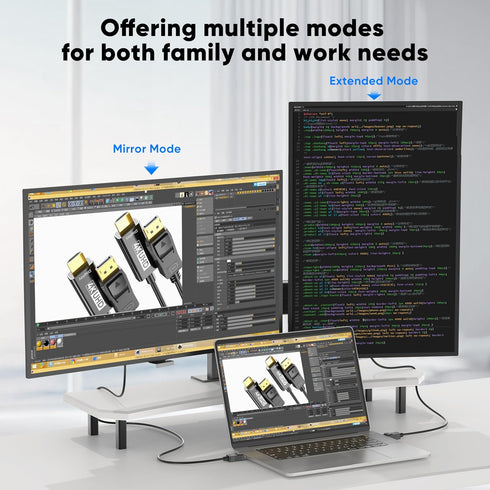 4K 6ft: 2-Pack 4K@30HZ 2K@120HZ 1080P Displayport to HDMI Cable Uni-Directional DP to HDMI Cord HDR - Gold-Plated Male