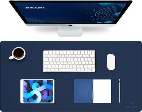 K KNODEL Large Desk Mat, Office Desk Pad, Computer Desk Protector Mat, Desktop Blotter Pad (31.5"x15.7", Dark Blue)