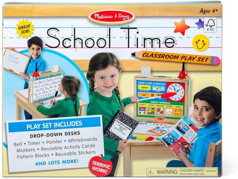 Melissa & Doug School Time! Classroom Play Set Game - Be Teacher or Student