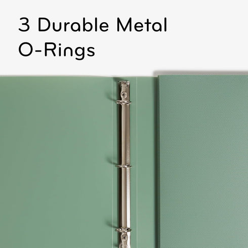 U Brands Poly Performance 1" Binders, Set of 2, Olive Green, Expanding File Pocket