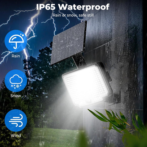 318 3 IP65 Peasur Solar Motion Lights Outdoor, LED Solar Security Light with Modes, Waterproof Powered Flood Lights