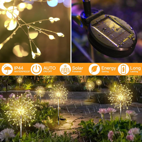 2Pack 150LED suddus Solar Garden Lights Outdoor Waterproof Decorative, Firework Lights, Solar Fairy Lights for Yard