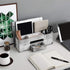 Liry Products Whitewashed Wooden Desktop Organizer | Multiple Compartments Rack Shelf for Office Supplies