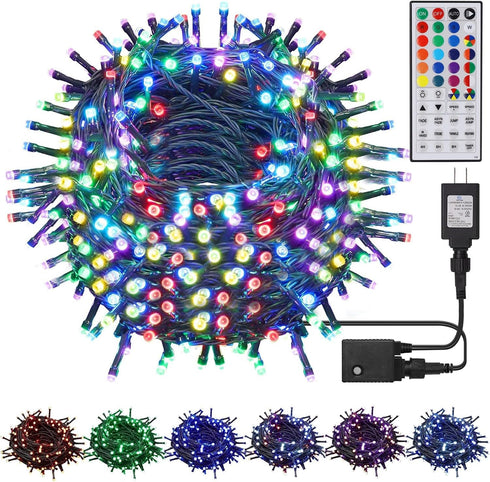 98.5ft 300 8 LJLNION Christmas Lights Color Changing with Remote, LED RGB Fairy String Lights Halloween Decorative