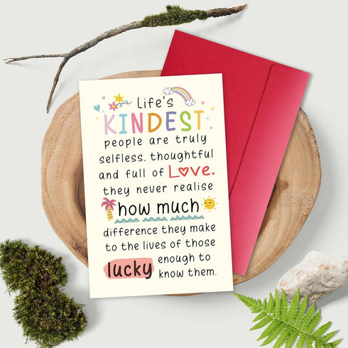 Bewoow Appreciation Card, Lifes Kindest People Heartfelt Thank You Card for Selfless, Thoughtful, Loving Individuals