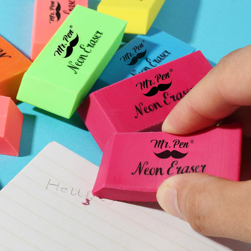 Mr. Pen Erasers, Pencil Eraser 12 Pack in Neon Colors, Back to School Supplies