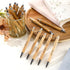 Fumete Wedding Bamboo Retractable Ballpoint Pen, 30 Pieces, Black Ink, Wooden Guest Book Pens for Bridal Shower