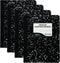 Emraw Black Marble Composition Book, Unruled Paper, 100 Sheets, Hard Covers, Pack of 4, Office Diary