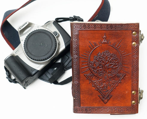 MONTEXOO Tree of Life Leather Journal Notebook - Sketchbook Diary for Men Women 5 x 7 Inches With 200 pages Antique handmade Book shadows Vintage old Brown by MONTEXOO