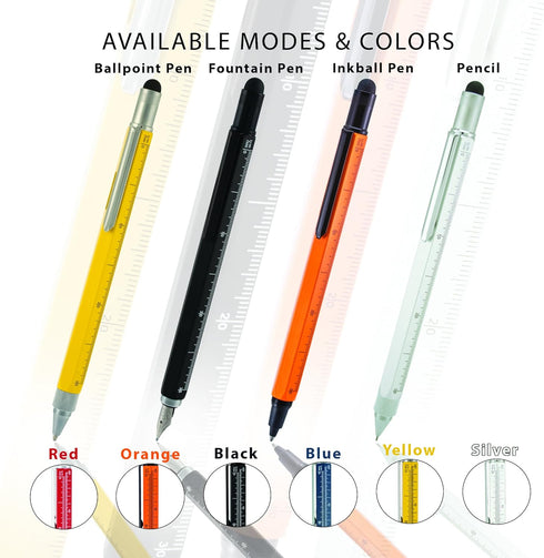 9-in-1 Monteverde USA Tool Mechanical Pencil in Red Multifunctional Pencil with Stylus, Screwdrivers, Ruler, and Eraser