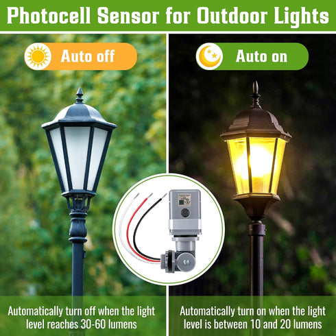 1 Pack 120VAC 50/60 IP54 Photocell Sensor for Outdoor Lights, Hz Photocell Waterproof, Swivel Mount Photocells, Dusk