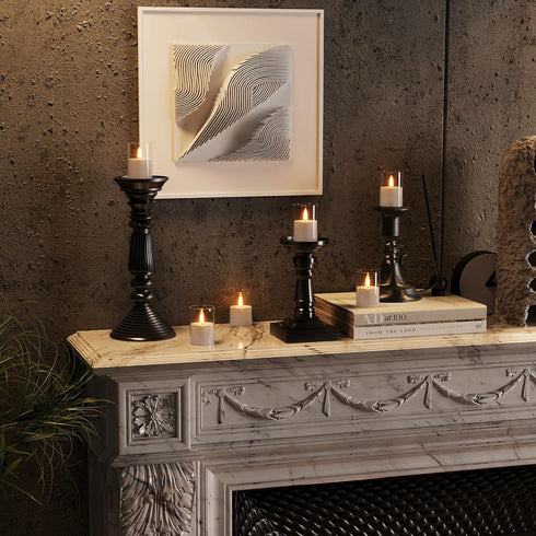 6Pack (2"X3") VIODAIM Flickering Flameless LED Candles with Remote & Timer, Battery Powered - Small Pillar & Votive