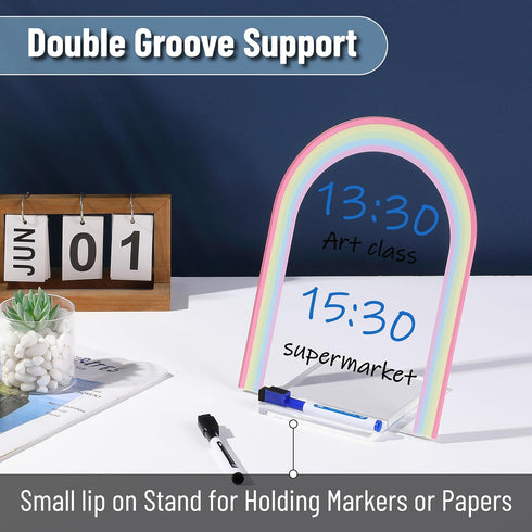 Mr. Pen Clear Acrylic Board with Stand, 11.8" x 8.9", Includes 3 Markers, Rainbow Theme for Desk Use