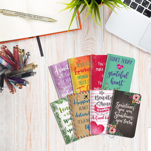 Funrous 32 Pcs Gift Set for Student Men Women - Mini Motivational Journal, Inspirational Notepads, Ballpoint Pens (Cute)