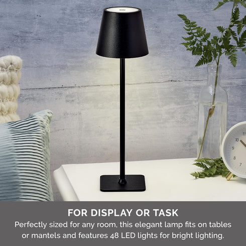 15-Inch 3 Dimming, 48 1200mAh Elements Rechargeable LED Metal Lamp with Touch Control - Light Colors, Stepless LED