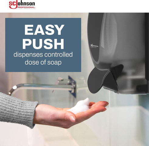 1 1 33.8 oz., SC Johnson Professional Clear FOAM Dispenser and Refill Starter Kit, Wall Mount Soap Dispenser for Hand