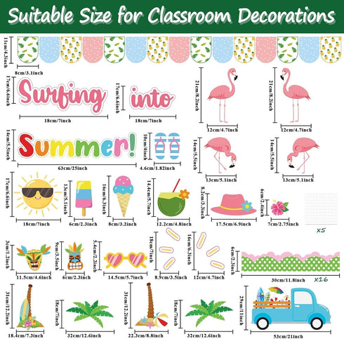 Summer Bulletin Board Decorations - Summer Truck Classroom Bulletin Board Border, Tropical Surfing into Summer Paper