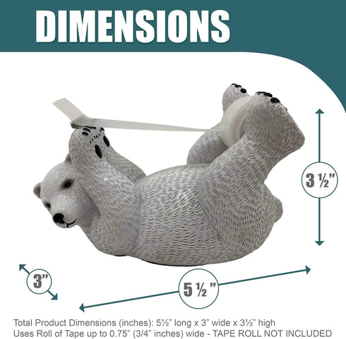 Polar Bear Style Desktop Tape Dispenser with Steel Teeth Tape Cutter, Tape Holder with Velveted Cloth Bottom for Desk Accessories Office and Home by Animmo