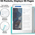 Dunwell 48-Pocket Presentation Binder, 8.5x11 Portfolio with Plastic Sleeves for Documents, Photos, Kids Artwork (Aqua)
