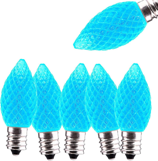 C7 LED Christmas Light Bulbs - 25 Pack Blue - 0.5W for Outdoor String Lights, Holiday Decoration