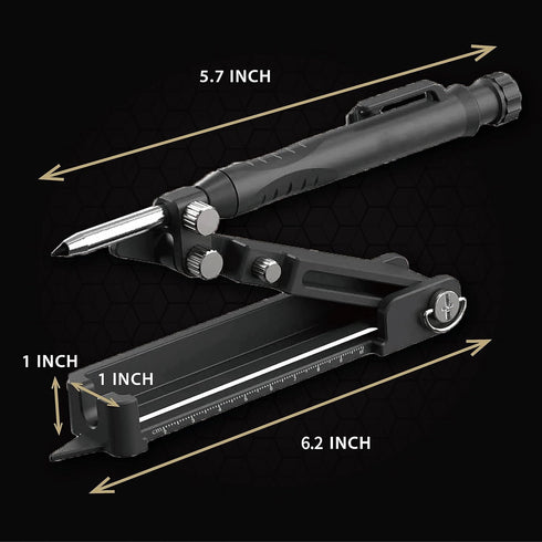 Multi-function Scribing Tool, Zinc Alloy Smart Scribe with Carpenter Pencil, Measuring Tool with Scale, Black