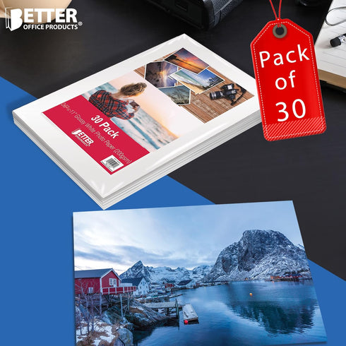 Better Office Products Glossy Photo Paper, 8.5 x 11 Inch, 30 Sheets, 200 gsm, Letter Size