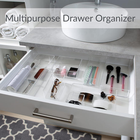 Simplify Long Multi-Purpose Drawer Organizer | Transparent | Office Supplies | Storage | Bathroom | Accessories