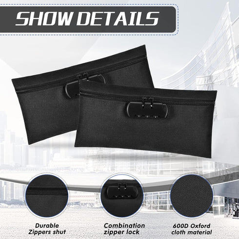 6 11 5.5 Inches LEIFIDE Pcs Money Bag with Lock and Zipper x Lockable Storage Bag Cash Accessories Pouch for Storing