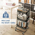 DTK 3 Tier Metal Utility Rolling Cart with Table Top, Side Bags, Tray Storage Organizer on Wheels for Kitchen, Office