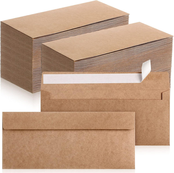 Jutom 500 Pcs Kraft Envelopes, Letter Size Bulk #10 Business Security Envelopes, 4-1/8 x 9-1/2 in Flap