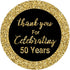 Careland 50th Birthday Stickers, Gold 1.75 Inch Round Circle Labels, 50 Reusable Decorations for Anniversary Party