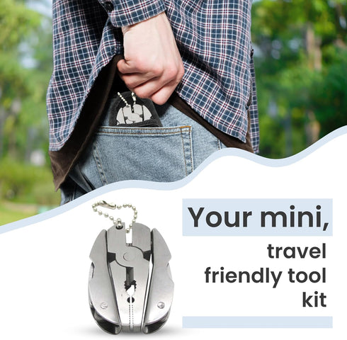 Mini Multitool Keychain Set - Multifunctional All In One Pocket Tool - 6-in-1, Plier, Wire Strippers, Phillips Screwdriver, Knife, File & Flat, With Carry case by Gadgetime USA