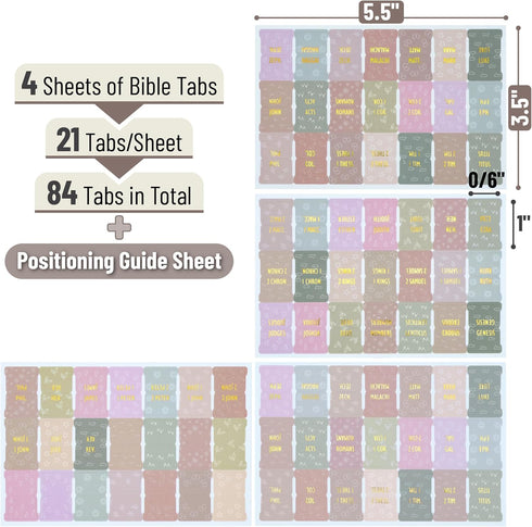 Mr. Pen 84 - Catholic Mini Bible Tabs for Women, pcs, Soft Glow, Gold Foil Lettering, Old and New Testament, Small