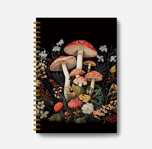 Mushroom Spiral Journal Notebook - 5.5×8.3, 164 Pages, Mushroom Gifts Spiral Notebook Journal for Women