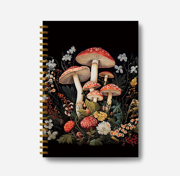 Mushroom Spiral Journal Notebook - 5.5×8.3, 164 Pages, Mushroom Gifts Spiral Notebook Journal for Women