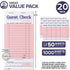 (20 Pack) 1000 Stock Your Home Pink Guest Check Books for Servers Server Note Pads, Waiter Checkbook, Food Receipt