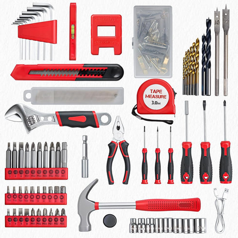 Set 8V Set, 132 Set Tool - Cordless Drill Piece Home Tool With Hand Drill, Tool Kit for Women & Men, Perfect