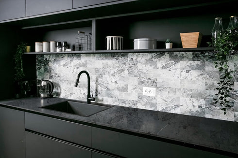 Yipscazo Peel and Stick Backsplash 3 x 6 Inches, 3D PVC Composite Wall Tile for Kitchen Bathroom, 100 Pieces Gray