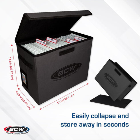 BCW Foldable Comic Book Storage Box - 1 ct, Fits 125-150 Sleeved and Boarded Comics, Gray Case for Silver, Bronze,