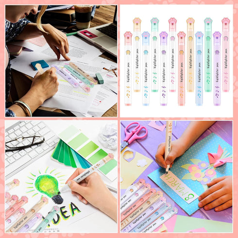 Harloon 12 Pcs Cat Paw Cute Highlighters, Kawaii Soft Chisel Tip Pastel Marker Pens for School Supplies