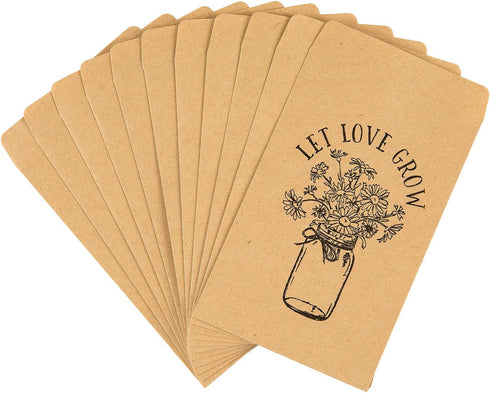 CINPIUK Wedding Favor Seed Packets, 100PCS Let Love Grow Self Adhesive Packets for Rustic Wedding Favors