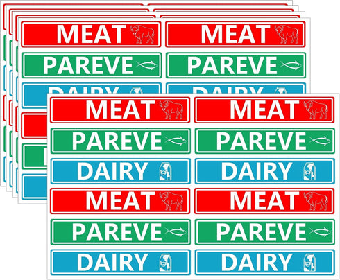 wootile 120 Pcs Kosher Sticker Labels Meat Dairy Parve Stickers 1.5 x 1/4