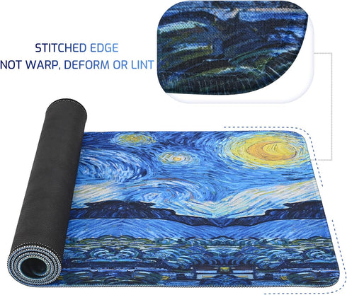 Van Gogh Starry Night Extended Large Gaming Mouse Pad, 31.4"x11.8" Non-Slip Rubber Base XL Mousepad